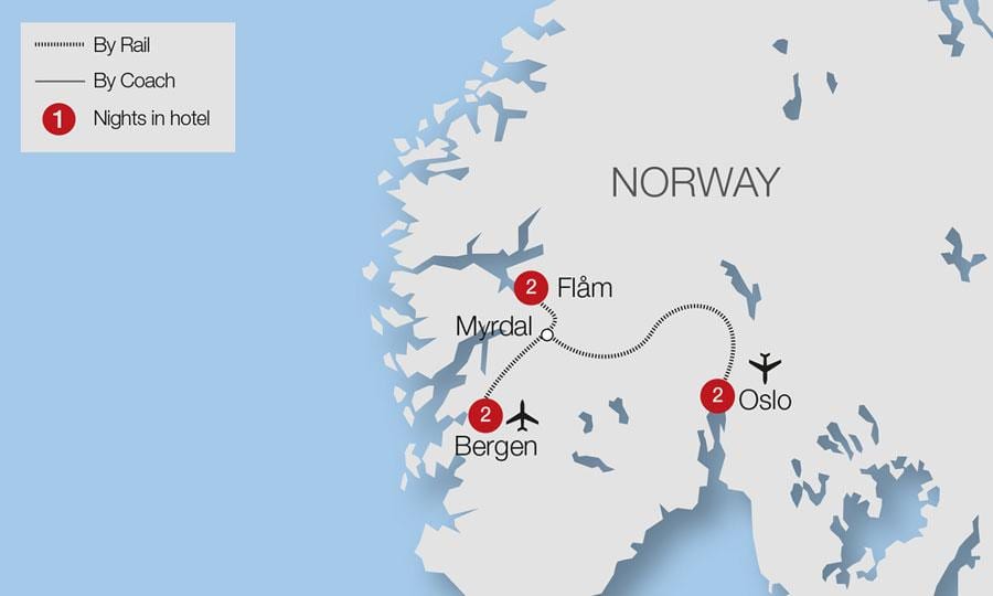 Harta flam railway Norvegia