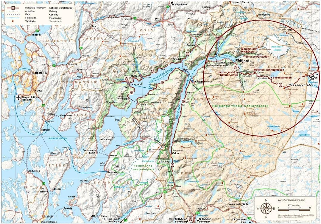 hardangerfjord Norvegia hartă