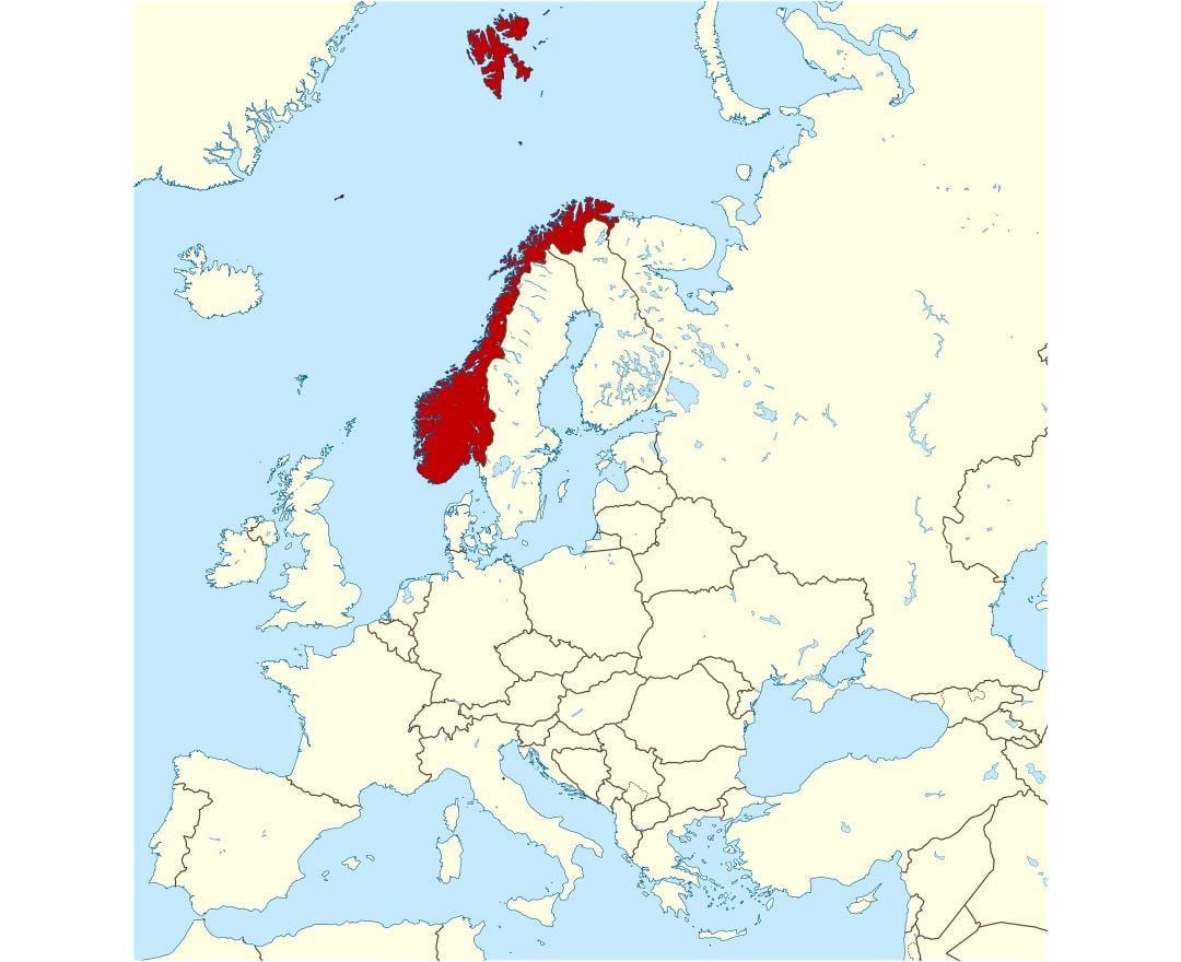 Norvegia localizare pe harta
