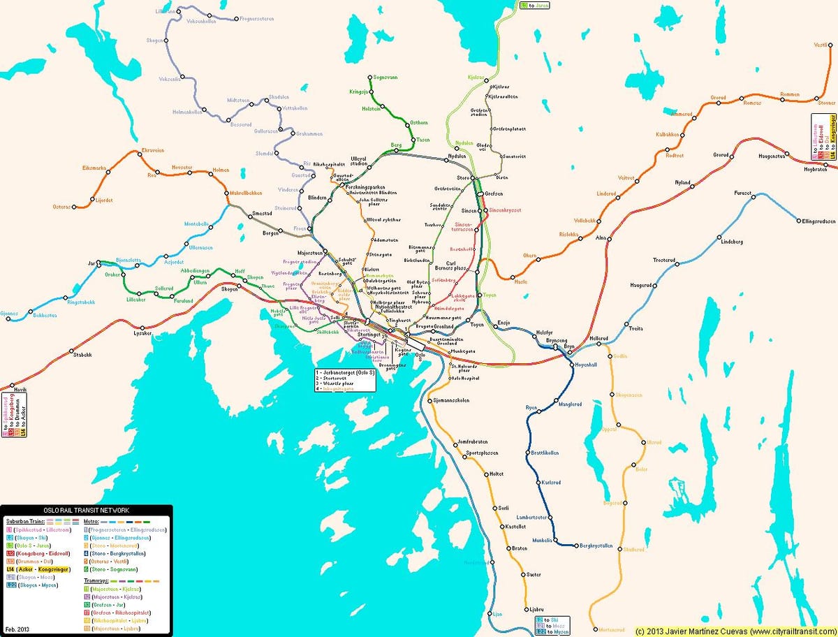 Harta Norvegia metrou