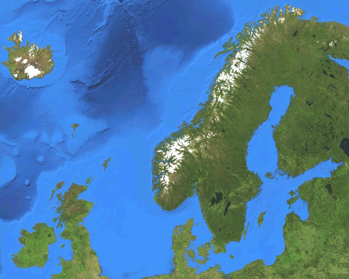 Harta Norvegiei prin satelit
