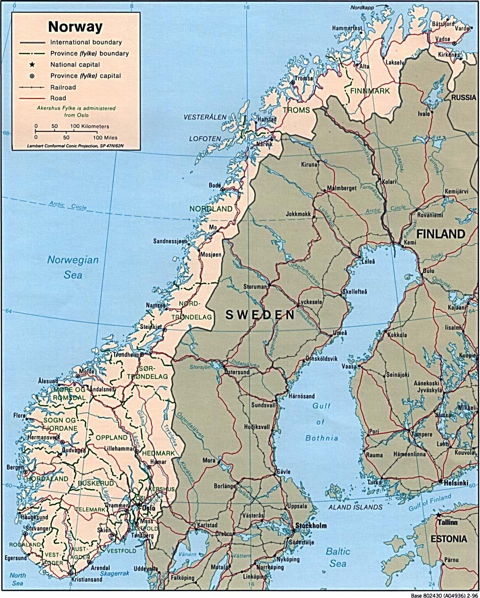 Harta Norvegia latitudine