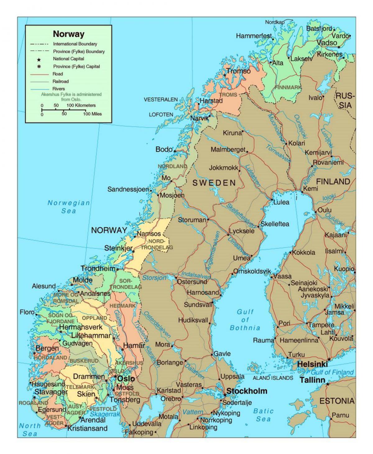 harta Norvegia cu orașele