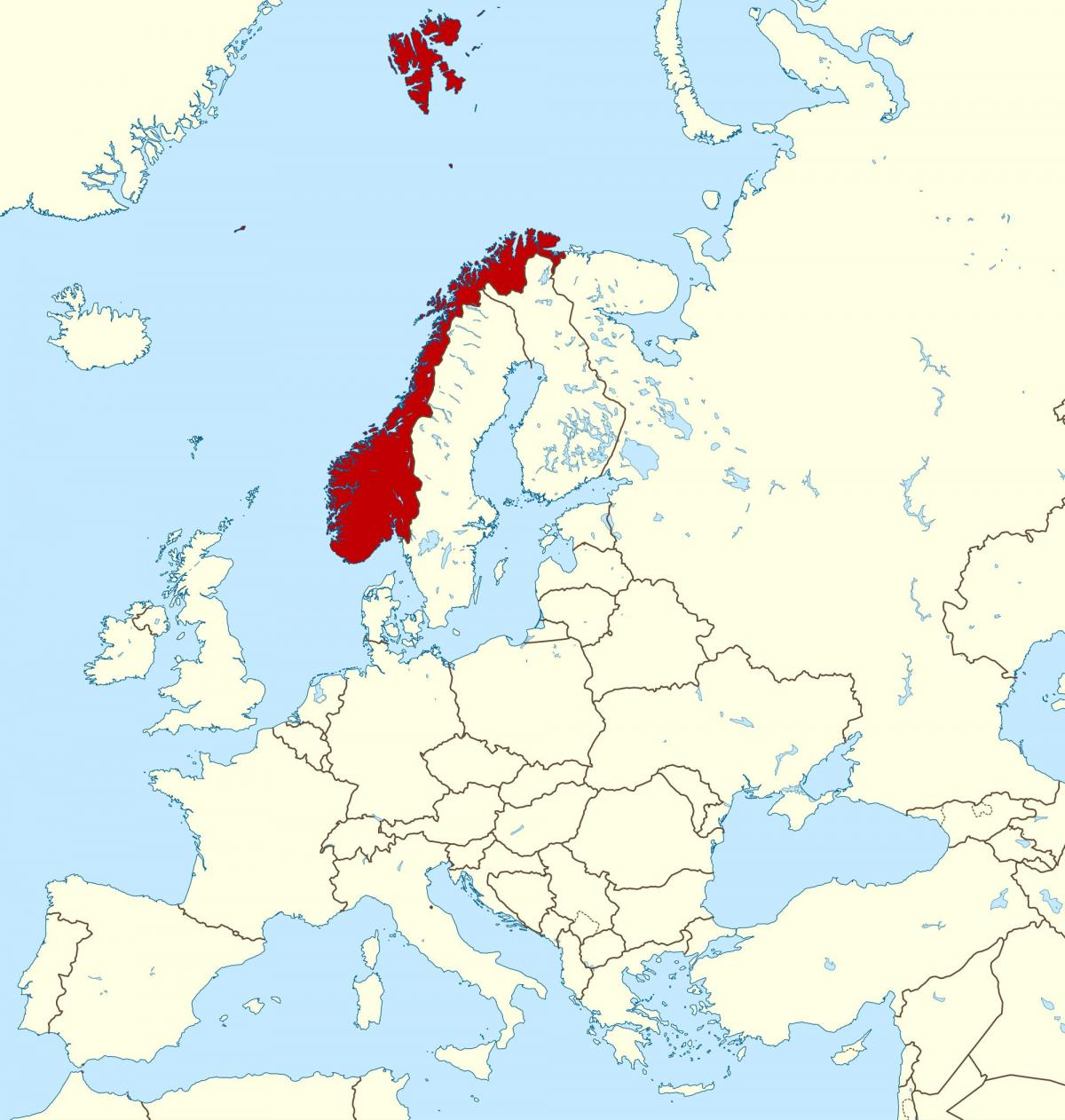 Norvegia pe harta europei