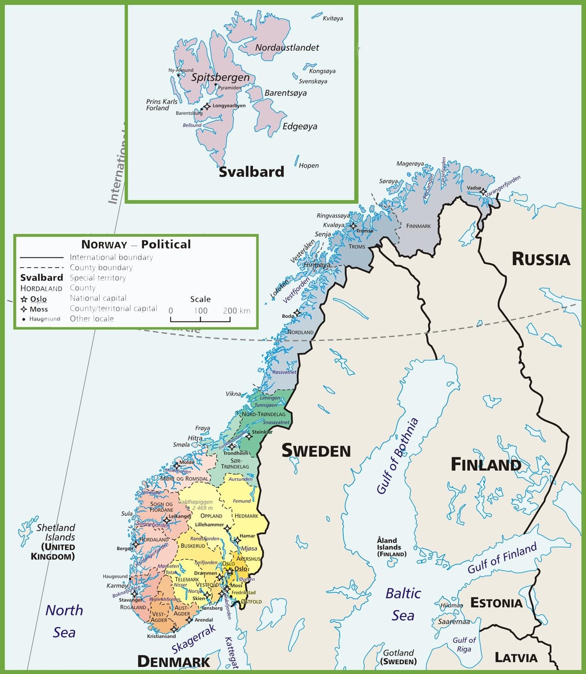 Harta Norvegia politice