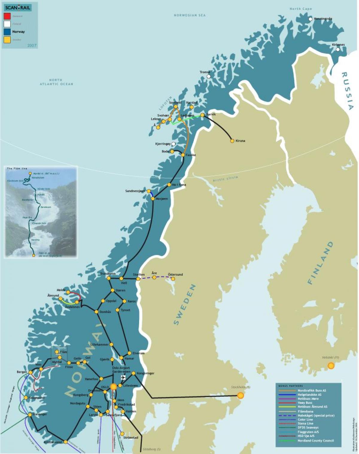 Norvegia feroviar hartă