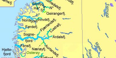 Harta Norvegia arată fiorduri