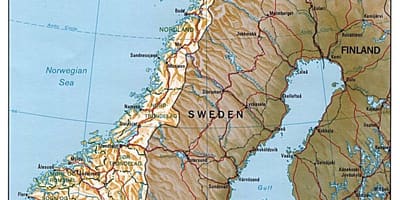 Hartă detaliată cu orașe din Norvegia