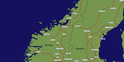 Harta Norvegiei pe rutele de tren