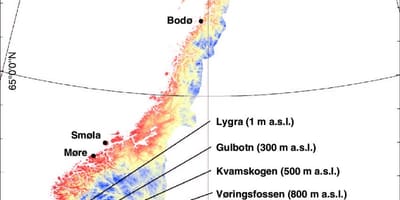 Norvegia temperatura hartă