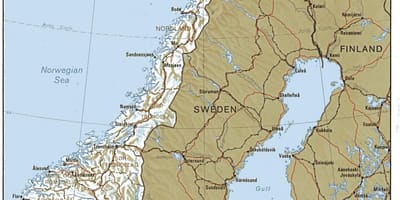 Harta geografică a Norvegiei