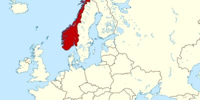 Norvegia pe harta europei