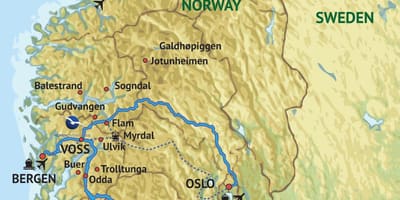 Harta de sud-vest a Norvegiei